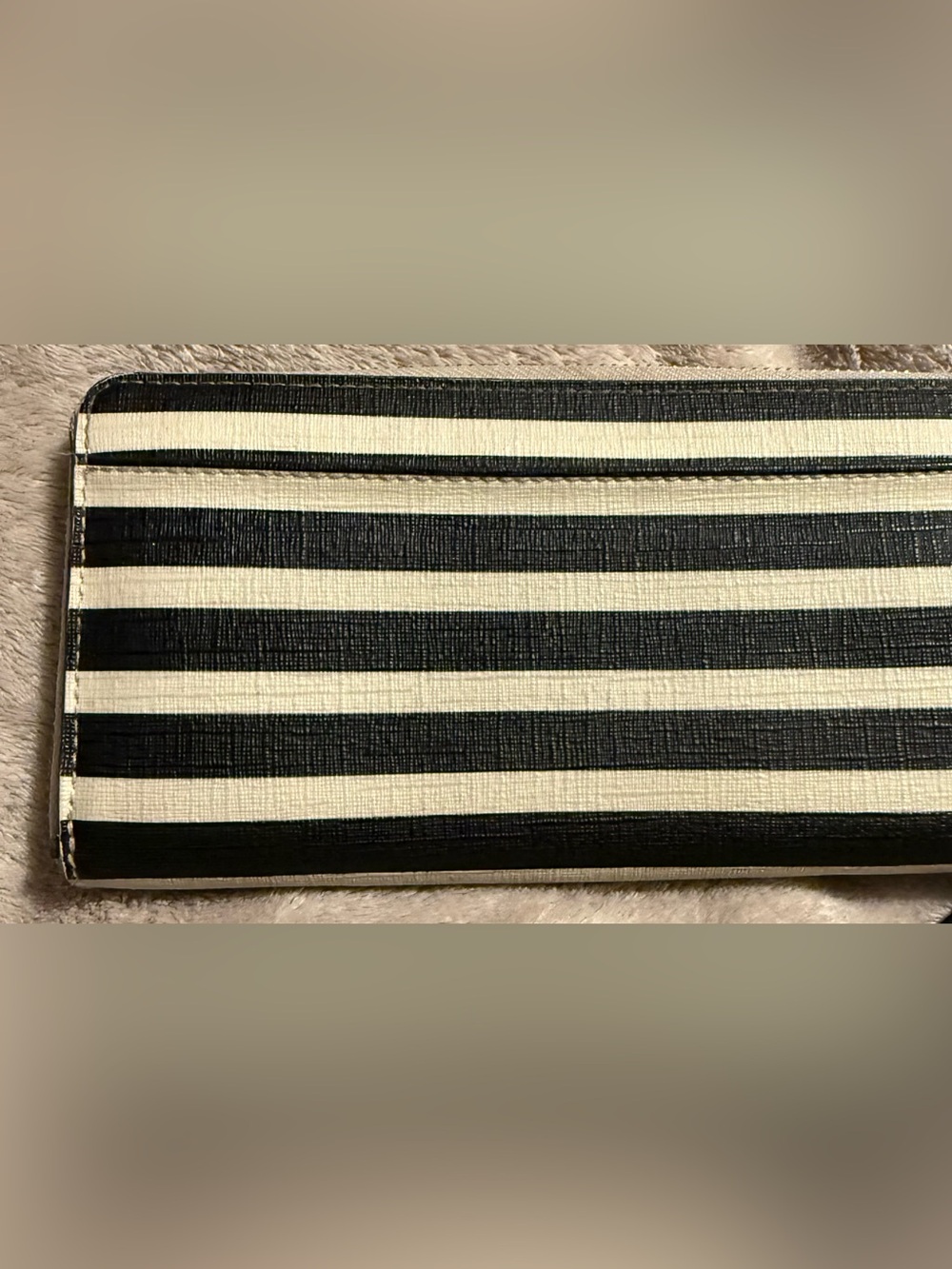 kate spade Black and Cream Striped Wallet with Gold Spade Accent - Picture 3 of 6